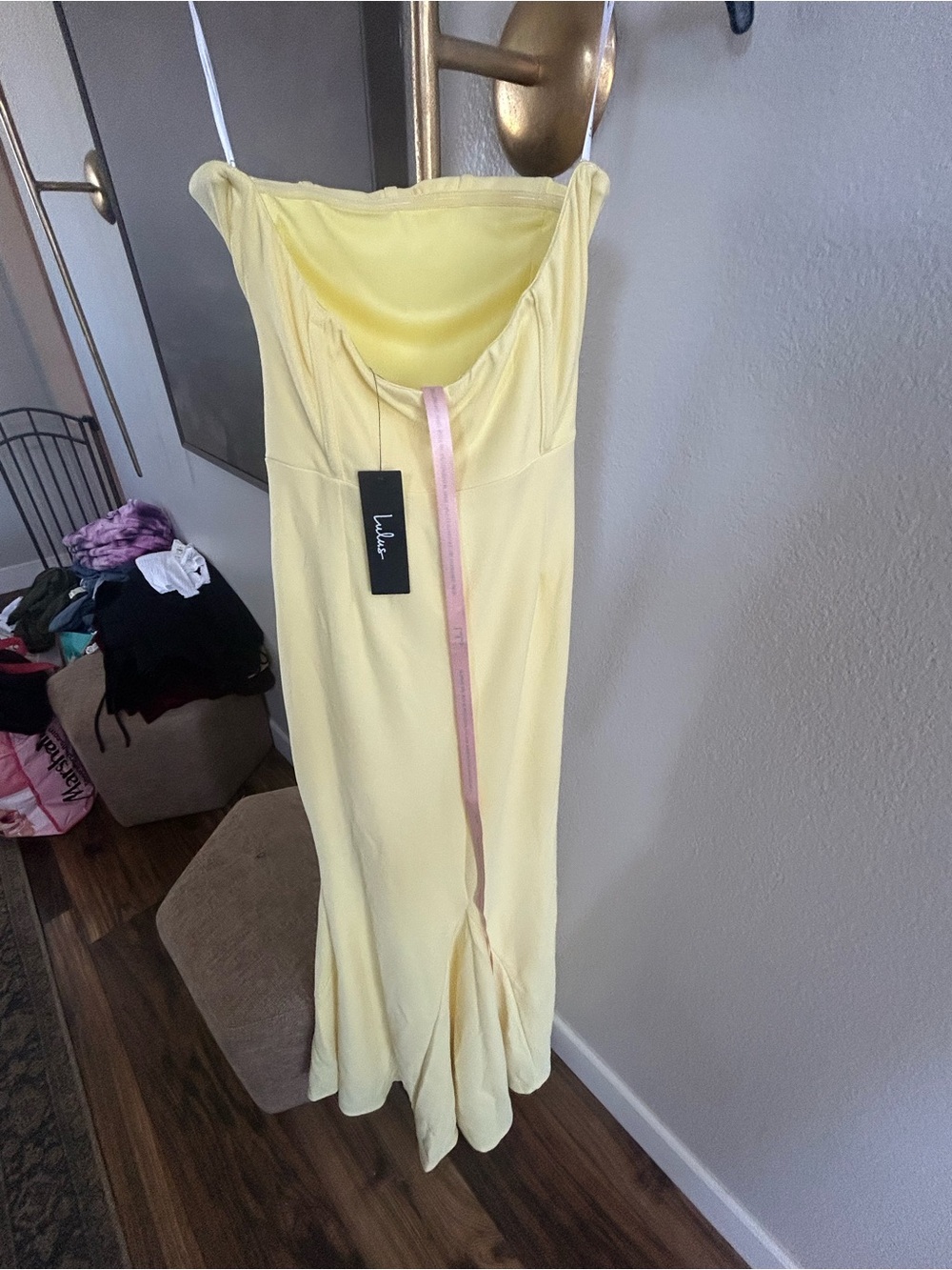 NWT Lulus Laney Light Yellow Strapless‎ Corset Maxi Dress - Picture 11 of 11